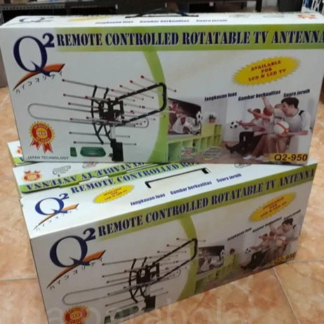 Q2 Remote Controlled Rotatable TV Antenna Q2-950 / Antena Luar Digital UHF VHF Outdoor Booster