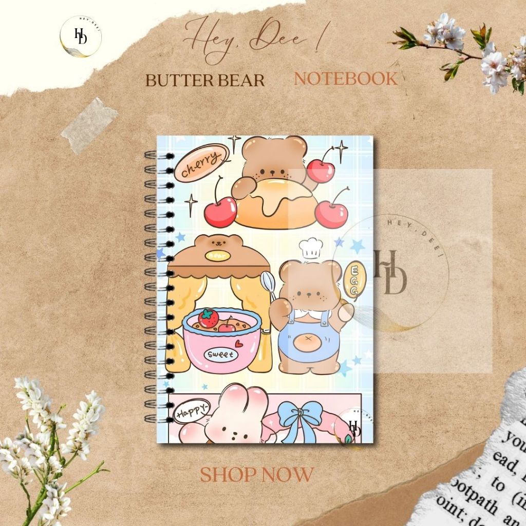 

HeyDee Notebook A5 Spiral BUTTER BEAR SERIES - DESIGN BY HEYDEE