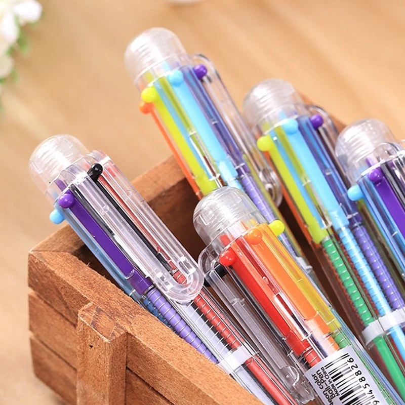 

ismma-Pulpen 6 Warna Transparan Pena Ballpont Pen Six-in-One Color