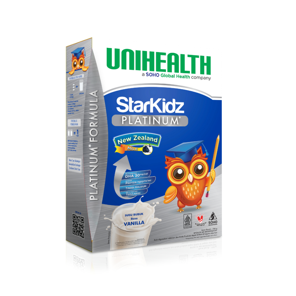 

Starkidz Platinum Rasa Vanilla Unihealth - Susu Extra DHA + Multivitamin + Mineral - Kemasan 750gr