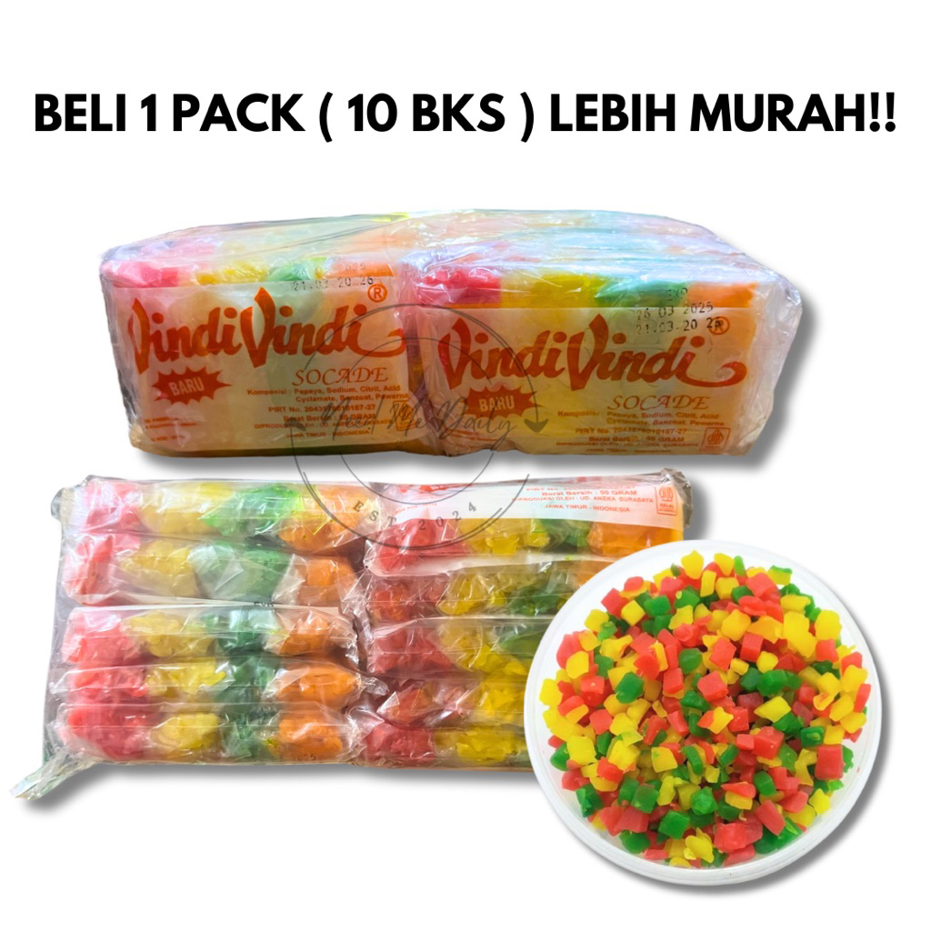 Vindi Vindi Sukade 50 gr | Socade buah kering warna warni | Topping Kue Bolu Roti