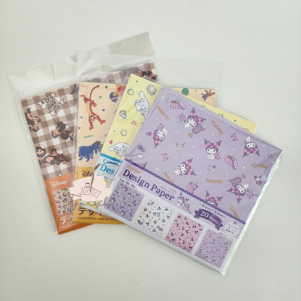 

KERTAS ORIGAMI PAPER DESIGN PAPER DISNEY SANRIO KUROMI CINNAMOROLL WINNIE THE POOH CHIP N DALE 20 SHEETS 15x15cm MADE IN JAPAN