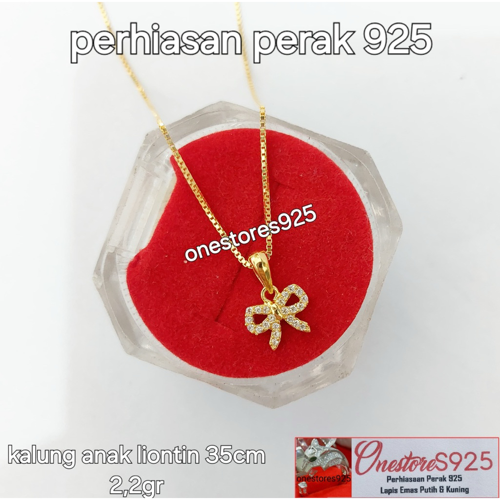 KALUNG ANAK ITALY LIONTIN PITA PERAK 925 LAPIS EMAS KUNING