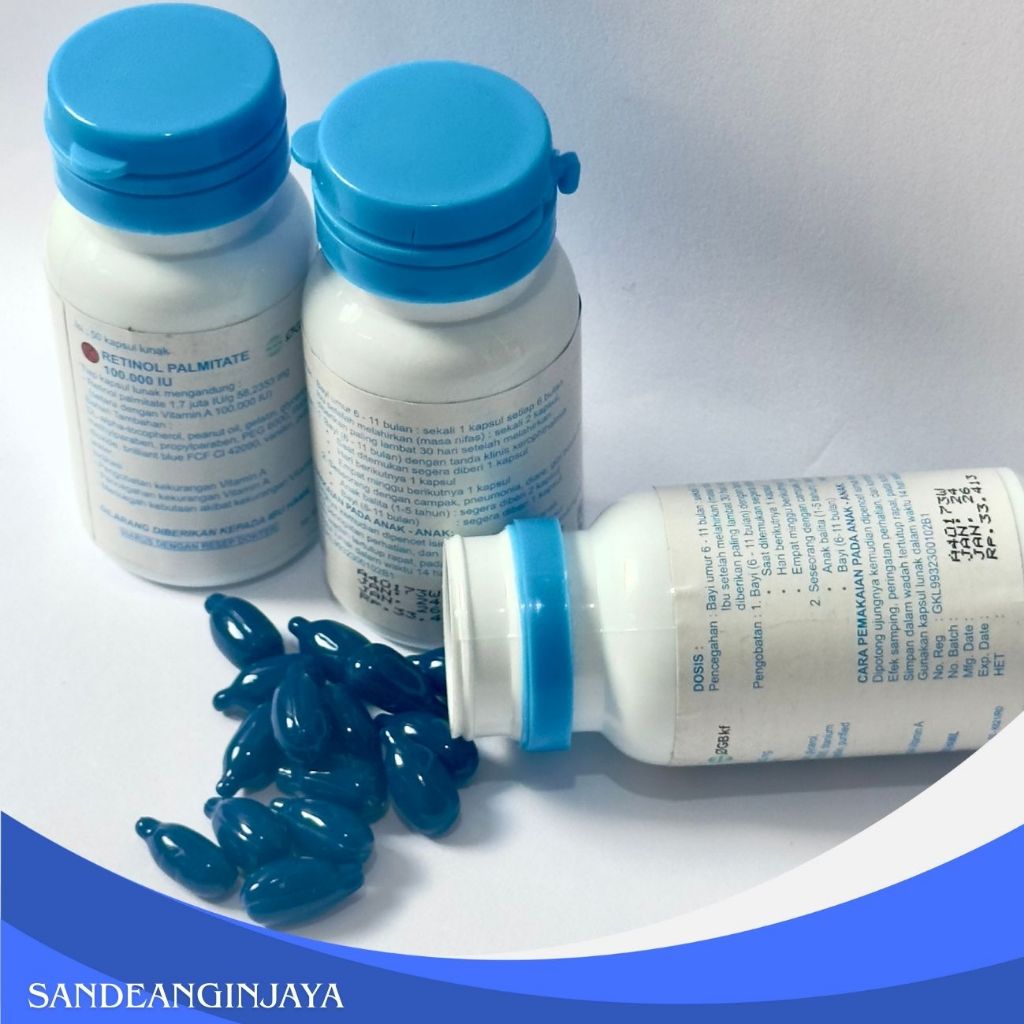 Vitamin A Kapsul Biru 100.000 IU – Suplemen Vitamin A untuk Kesehatan Mata & Imunitas