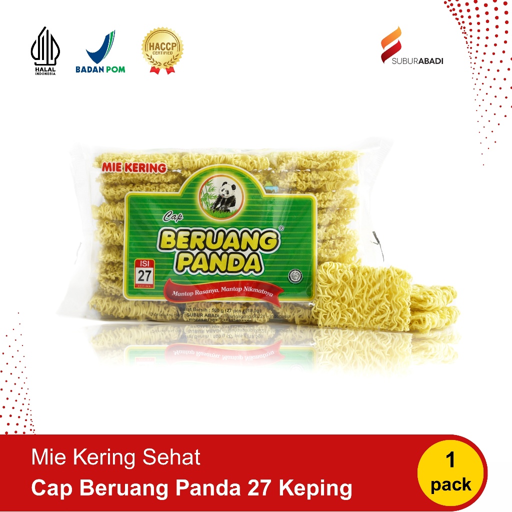 

Mie Kering cap Beruang Panda isi 27 Keping - 1 pack 500 gram - Tanpa Pengawet, Tanpa MSG, Cocok Untuk Aneka Olahan & Sembako - Mi Kering Sehat, Serbaguna, Pilihan Keluarga Hemat