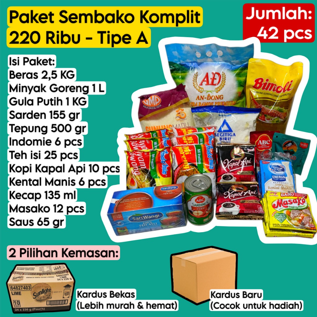 Paket Sembako Murah Lengkap 220rb Praktis Komplit