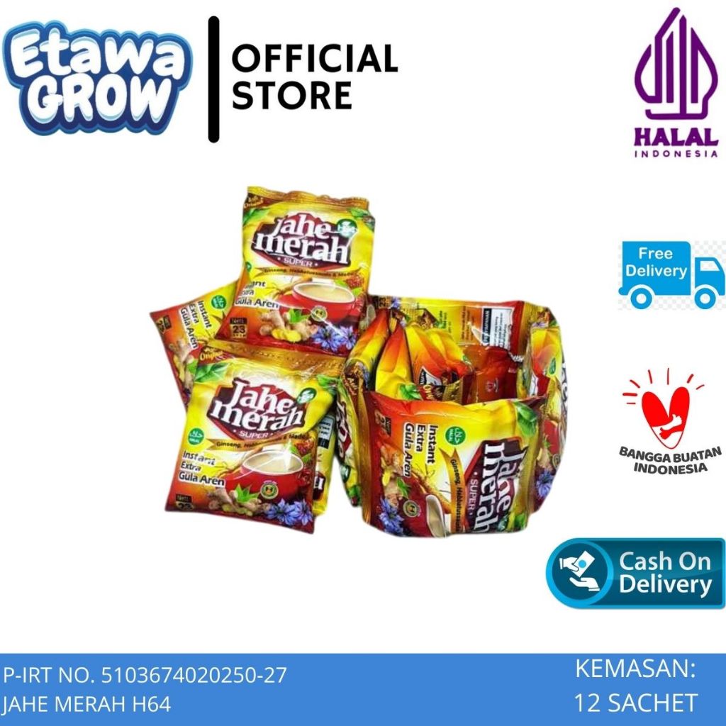 

Jahe Merah Super H64 Extra Gula Aren Isi 12 sachet Asli Original