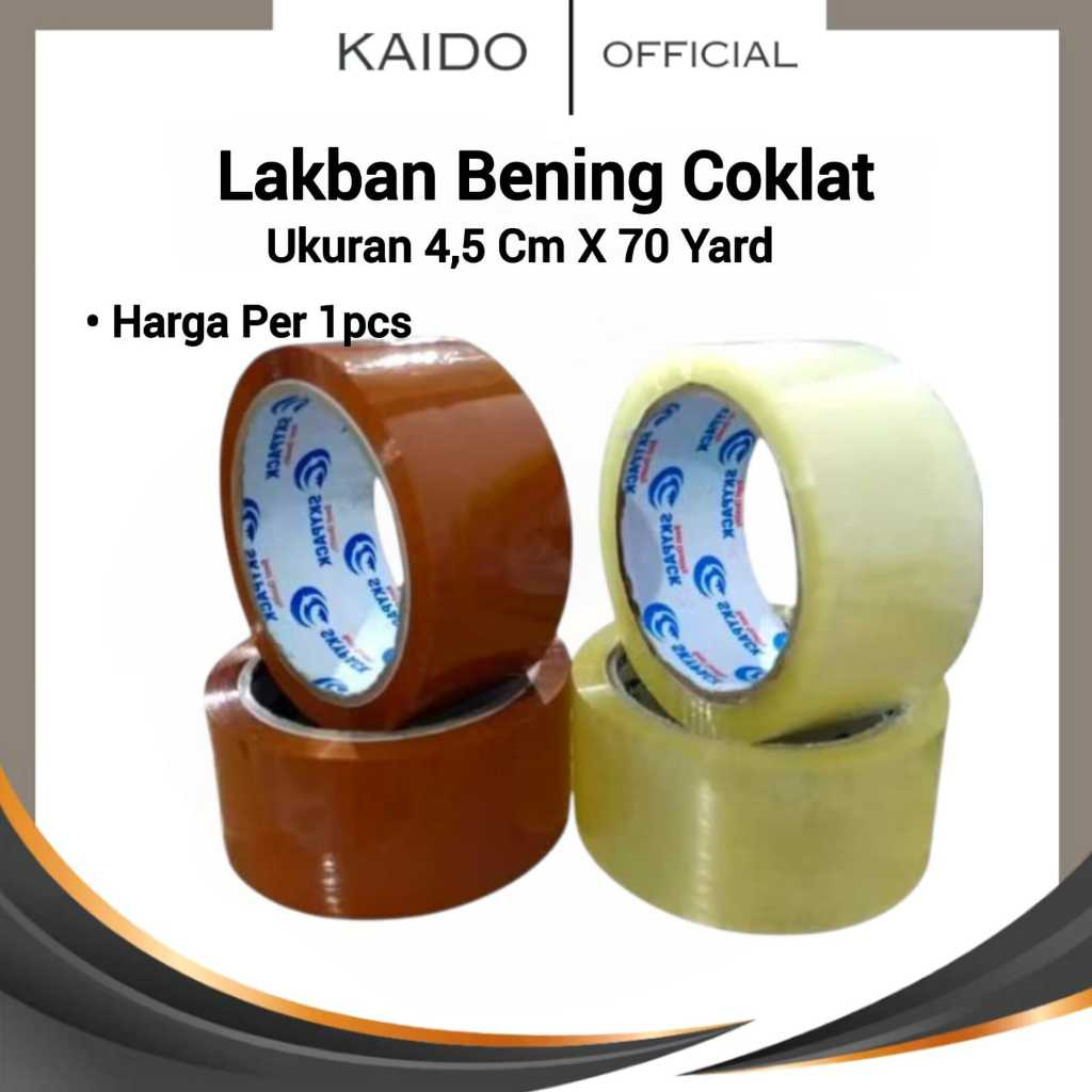 

Lakban Bening Coklat 4.5cm x 70Yard Isolasi SKYPACK Coklat Bening 2 Inch/70yard