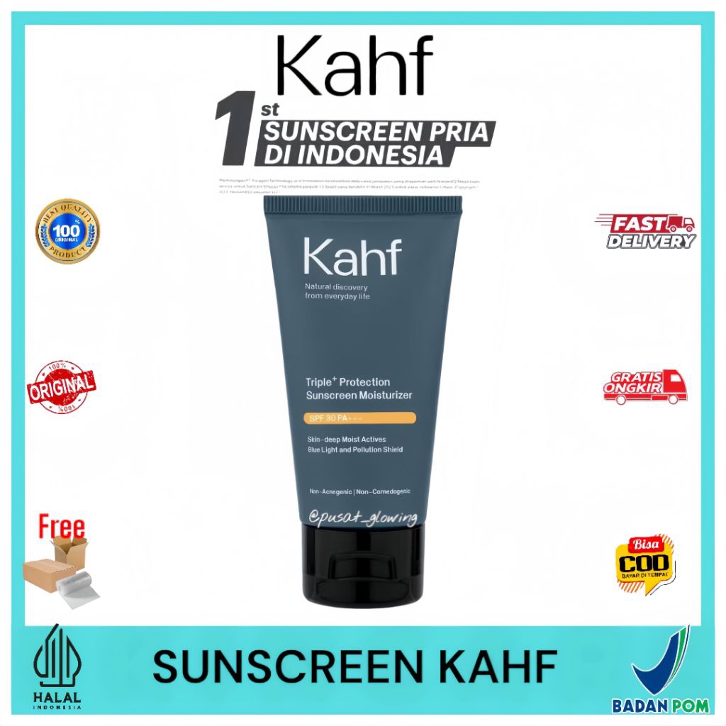KAHF Sunscreen Pria Triple Protection Moisturizer SPF 30  PA+++  30ML
