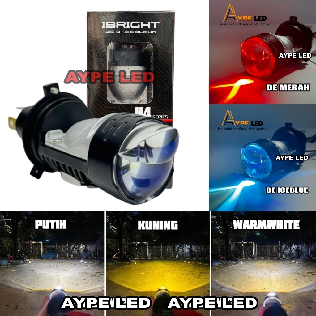 Lampu Utama Mini Biled H4 IBRIGHT ZE 0 3 Warna Cahaya Bluelens Plus Demon Lampu Depan H4 3 Warna Mot