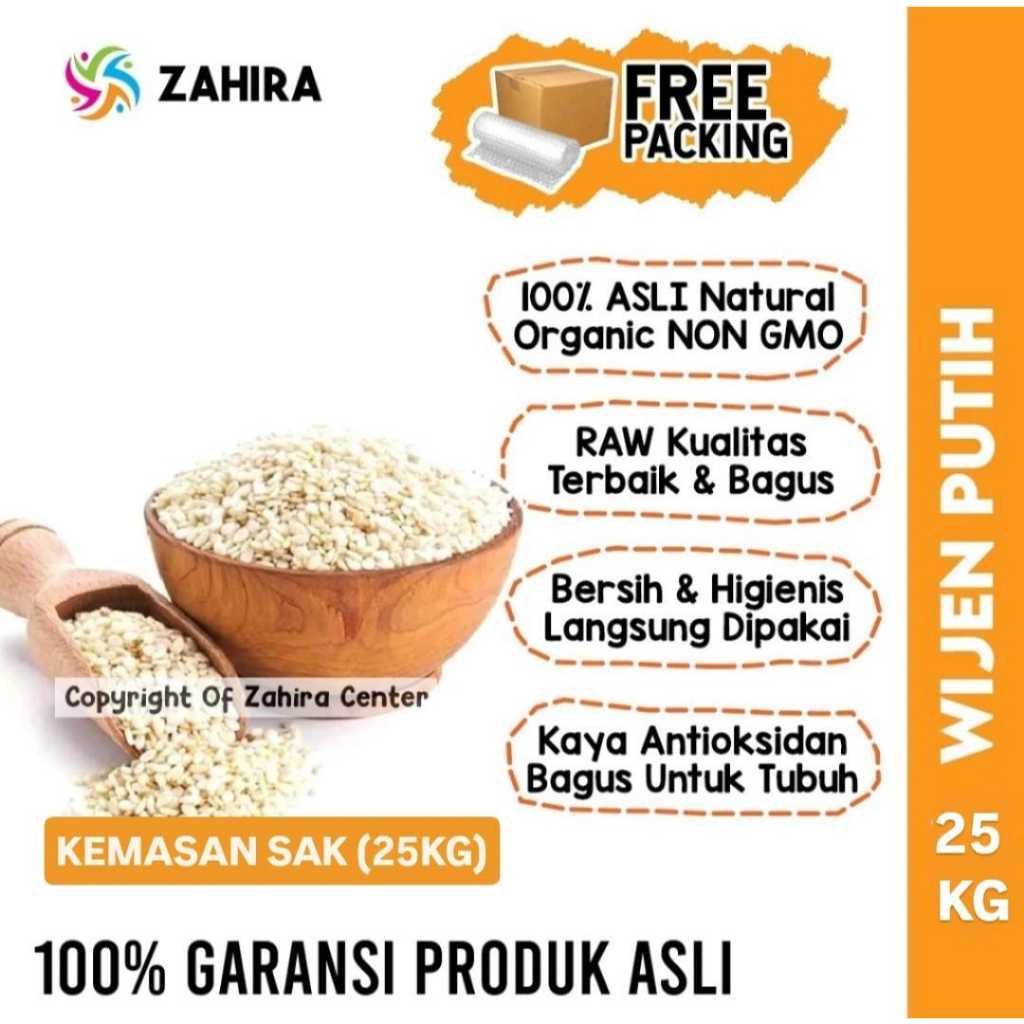 

BIJI WIJEN PUTIH 25KG Kemasan Sak Karung Kualitas Premium Original WHITE SESAME SEEDS RAW Natural