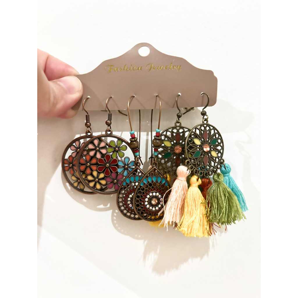 ❤️[READY] Anting Gantung Set Fashion Wanita Boho Vintage Gypsy Etnik Hijab Adat Kebaya