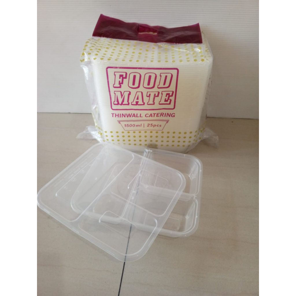 THINWALL BENTO TEBAL  + TUTUP 1,500ML 3SEKAT