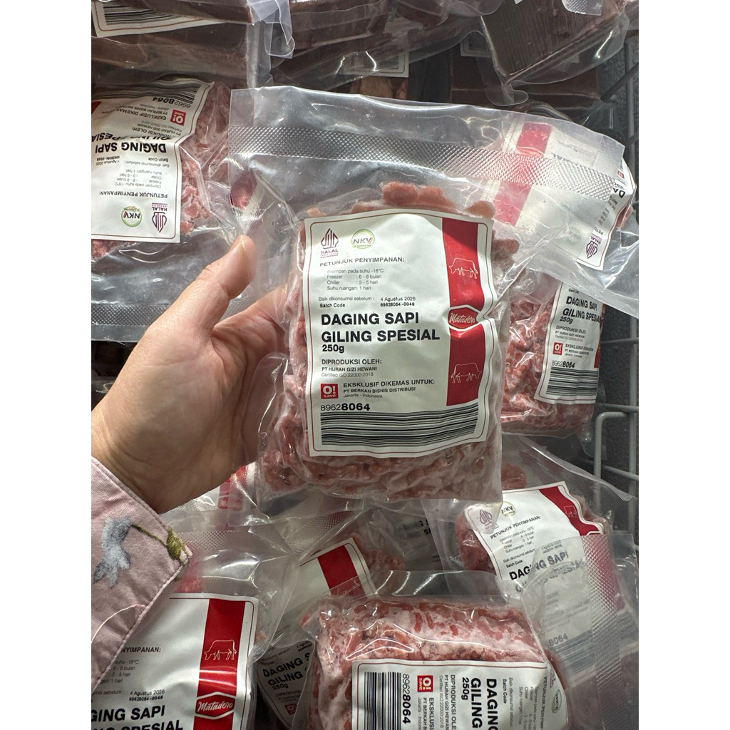 

daging sapi giling premium, 250gr halal bpom kemasan vacum