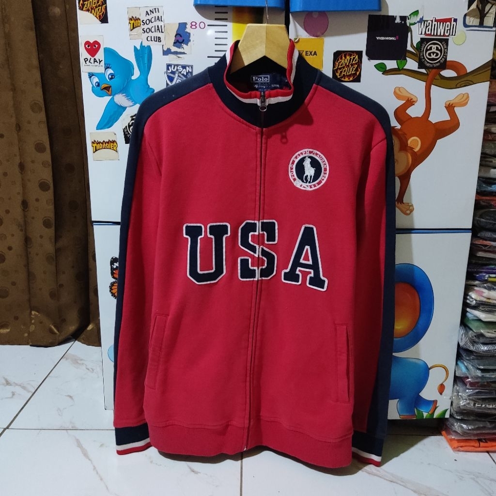 Jaket Tracktop Polo Ralph Lauren colour Red Size M
