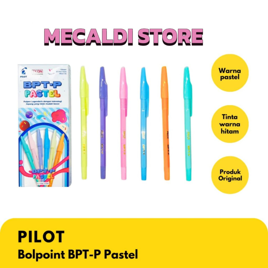 

GROSIR 1 PACK ISI 12 PCS PULPEN PILOT BPT-P PASTEL 0,7 FINE POINT BLACK INK