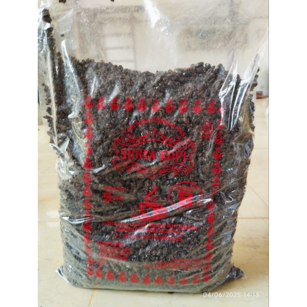 

500 Gram Bubuk kopi kasar Aceh Merk Surya Seri B