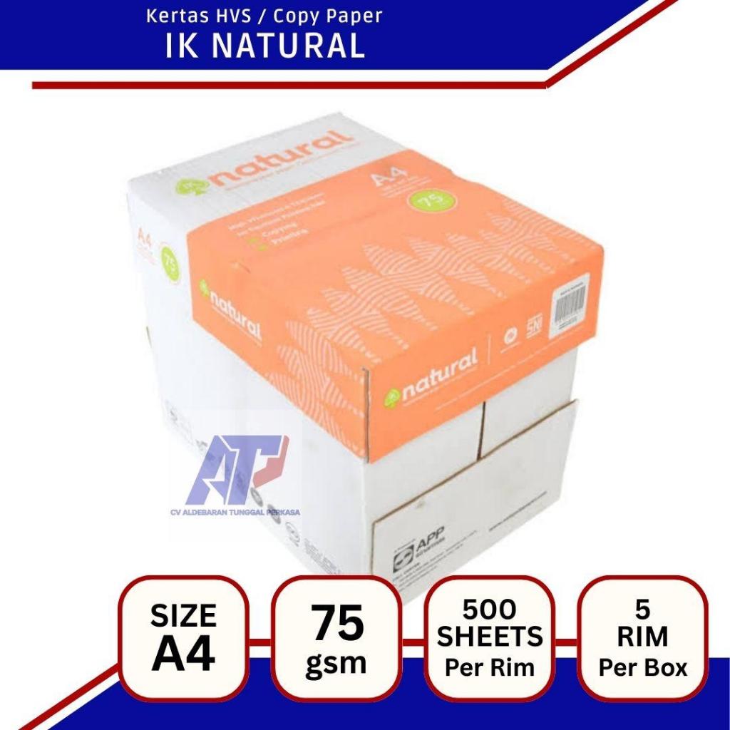 

Kertas HVS A4 NATURAL 75 gsm 1 BOX (5 rim/2500 Lembar) Copy Paper Print Copier Fotocopy