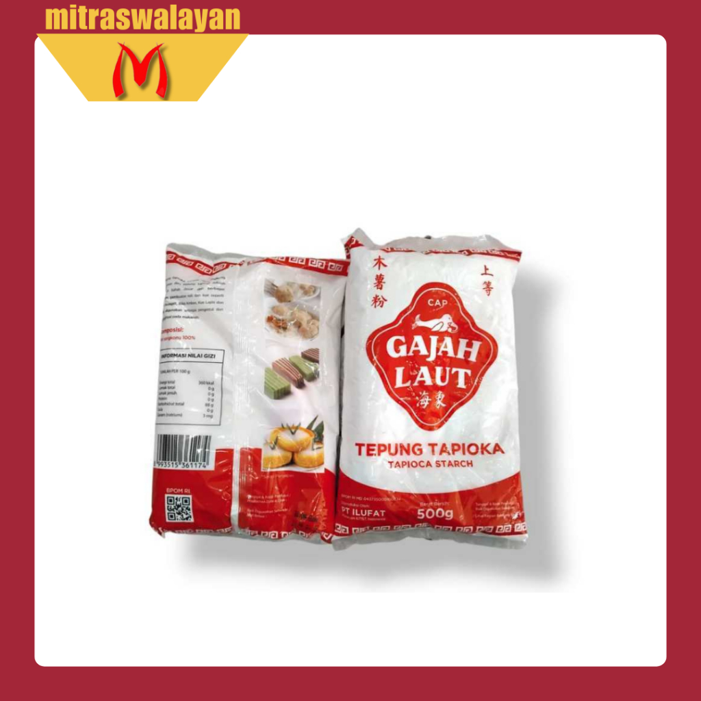 

Tepung Tapioka Cap Gajah Laut Kemasan 500 gr