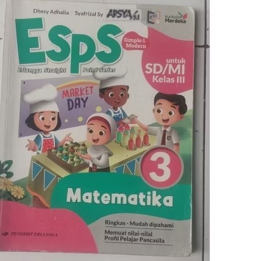 Buku Paket Matematika ESPS erlangga kelas 3 preloved