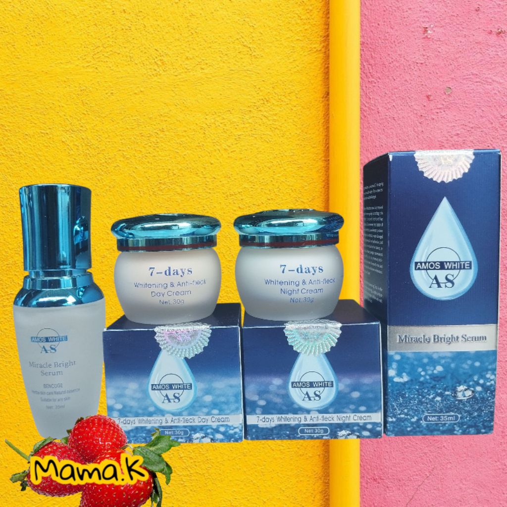 PAKET PEMUTIH AMOS WHITE SERUM CREAM SIANG MALAM