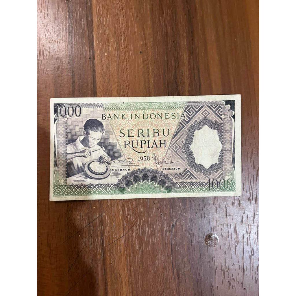 Uang Kertas 1000 Rupiah 1958 Seri Pekerja Koleksi Kuno