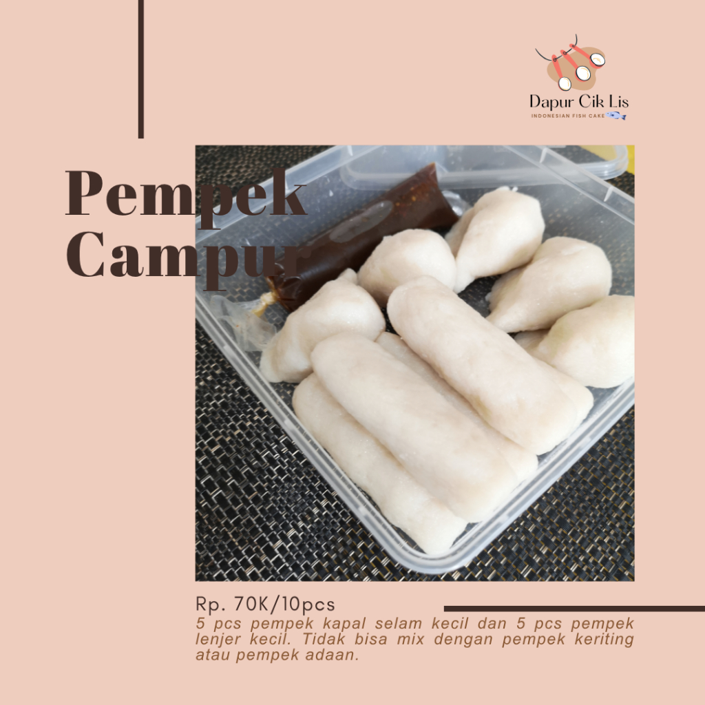 

Dapur Cik Lis Pempek Palembang Non Frozen Tanpa MSG – 10 pcs Pempek Telur dan Lenjer Asli Tenggiri + Cuko Pedas