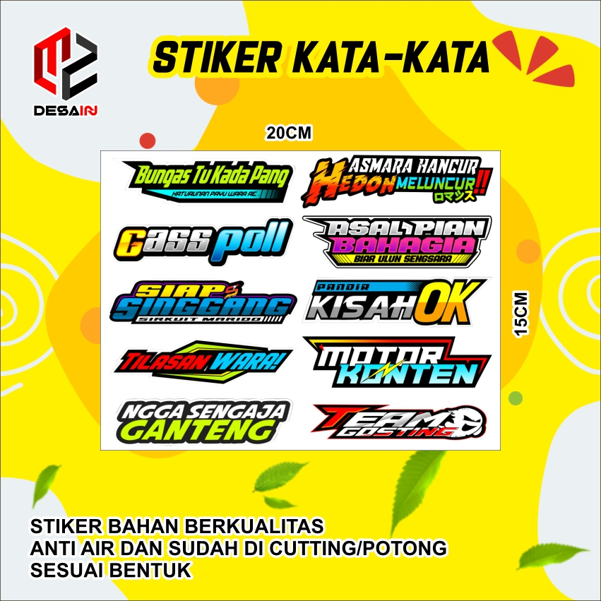 

stiker anti air cetak cutting kata kata