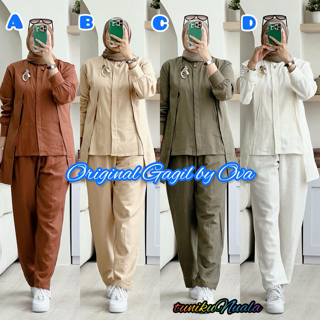 MALIKA SETCEL, AMANDA 6 SETCEL & SURINALA SET LINEN PREMIUM ORIGINAL GAGIL BY OVA