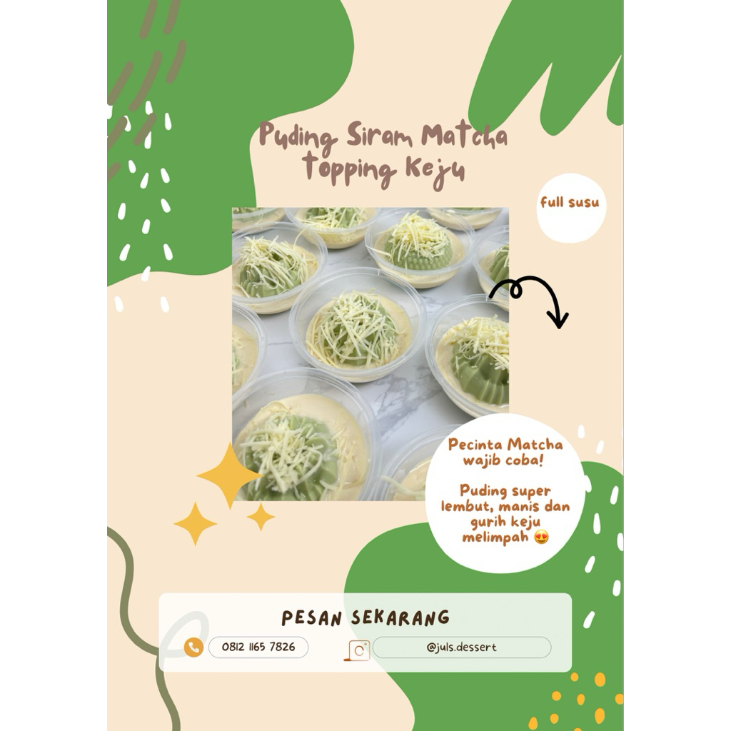 

Puding siram matcha keju | puding cup | puding satuan