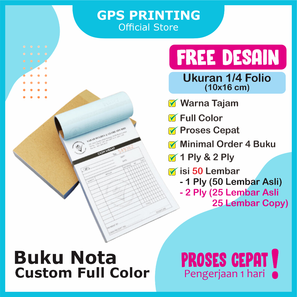 

Nota Satuan , Nota Ukuran 1/4 Folio – Isi 50 Halaman | Buku Nota Bon Struk Transaksi