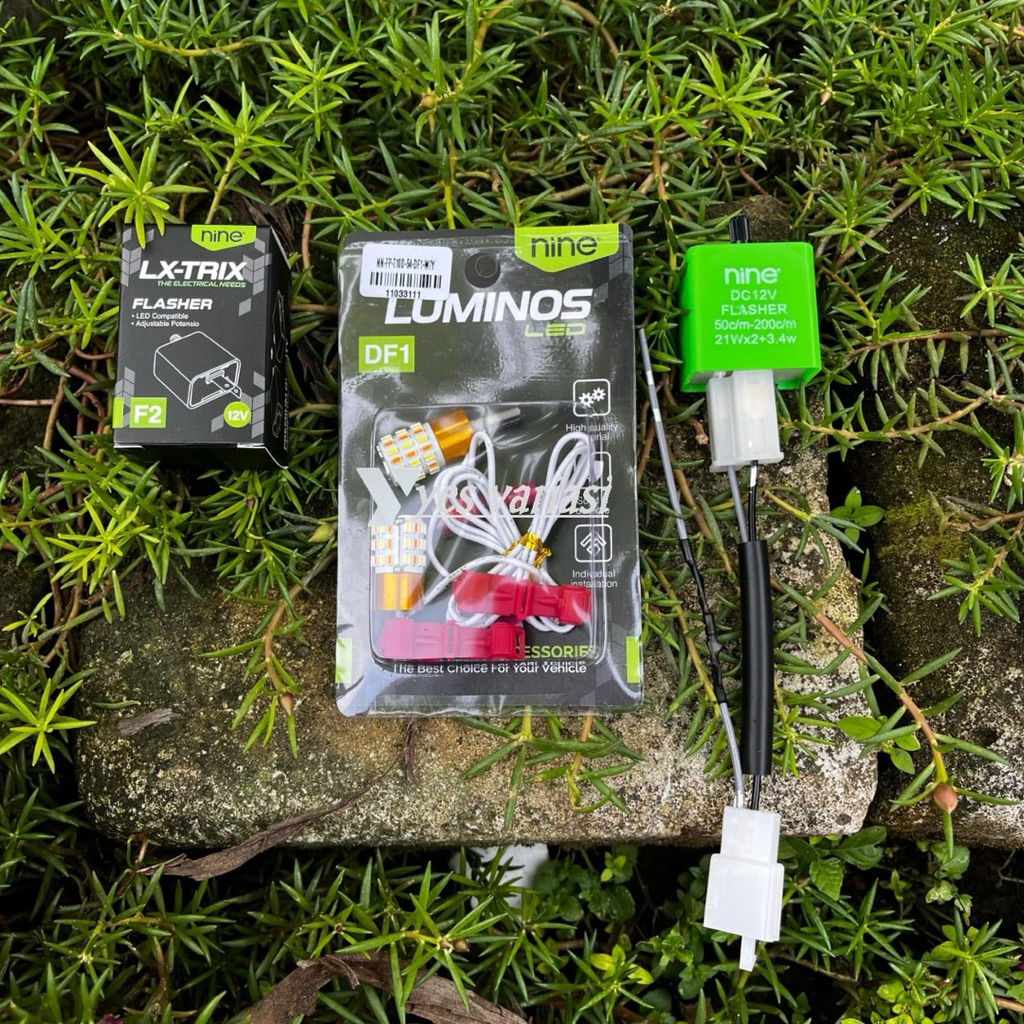 PAKET SEIN LENGKAP 2 MODE SOKET 3 KABEL + DIODA DAN FLASHER F2 NINE LUMINOSLED LAMPU T10 DF1 2 MODE 