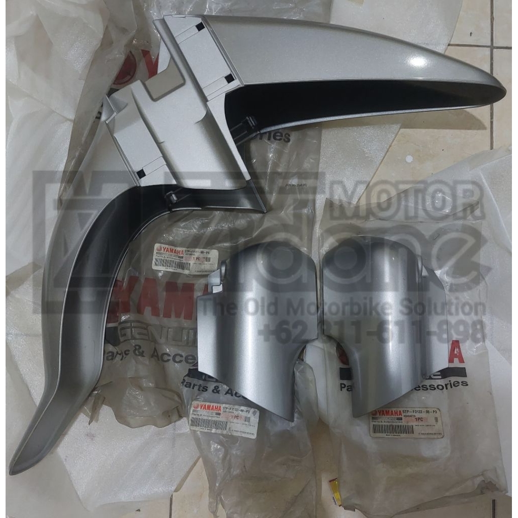 front fender spakbor slebor sayap depan set cover turup shock silver yamaha jupiter z silver origina