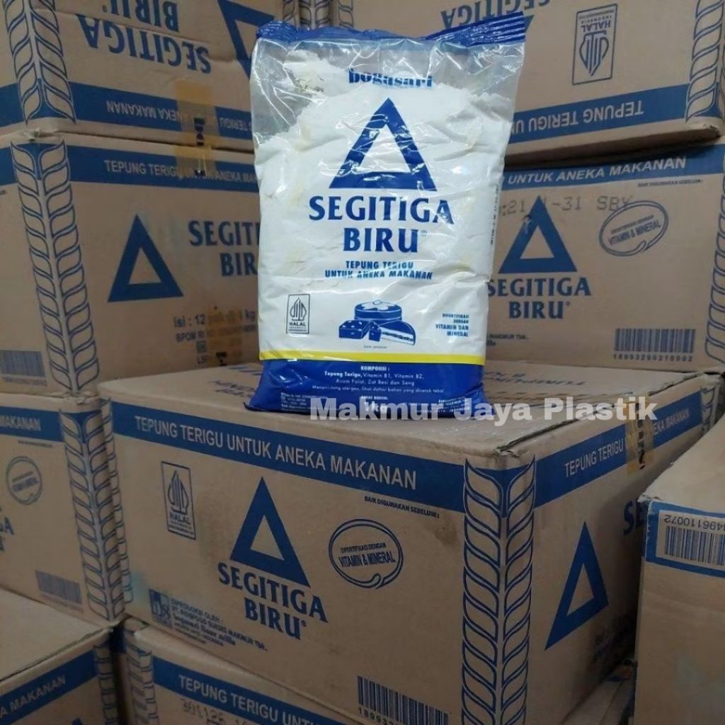Tepung Terigu Segitiga Biru 1 kilo 1 kg Economis/Tepung Terigu Bogasari/Tepung Terigu Protein Sedang