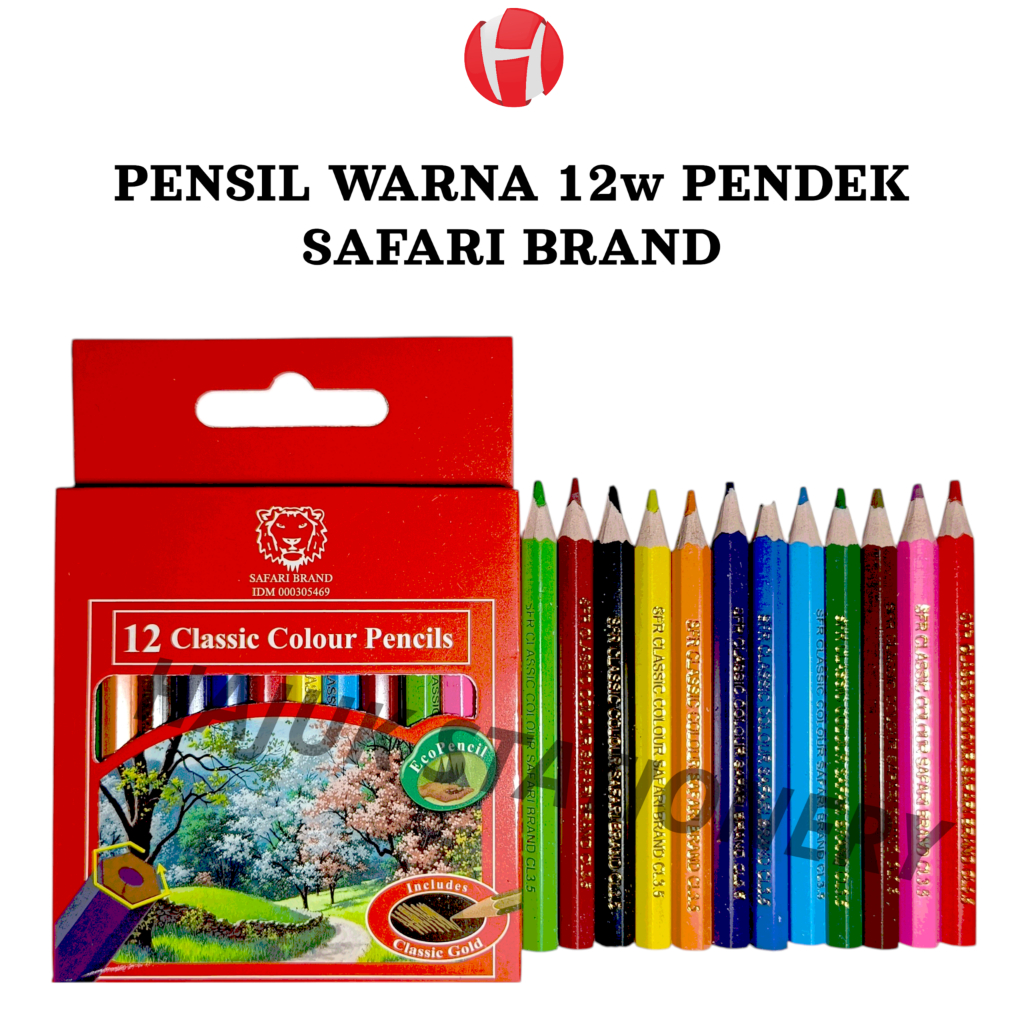 

Pensil Warna 12W Pendek Safari Brand / Pensil Warna