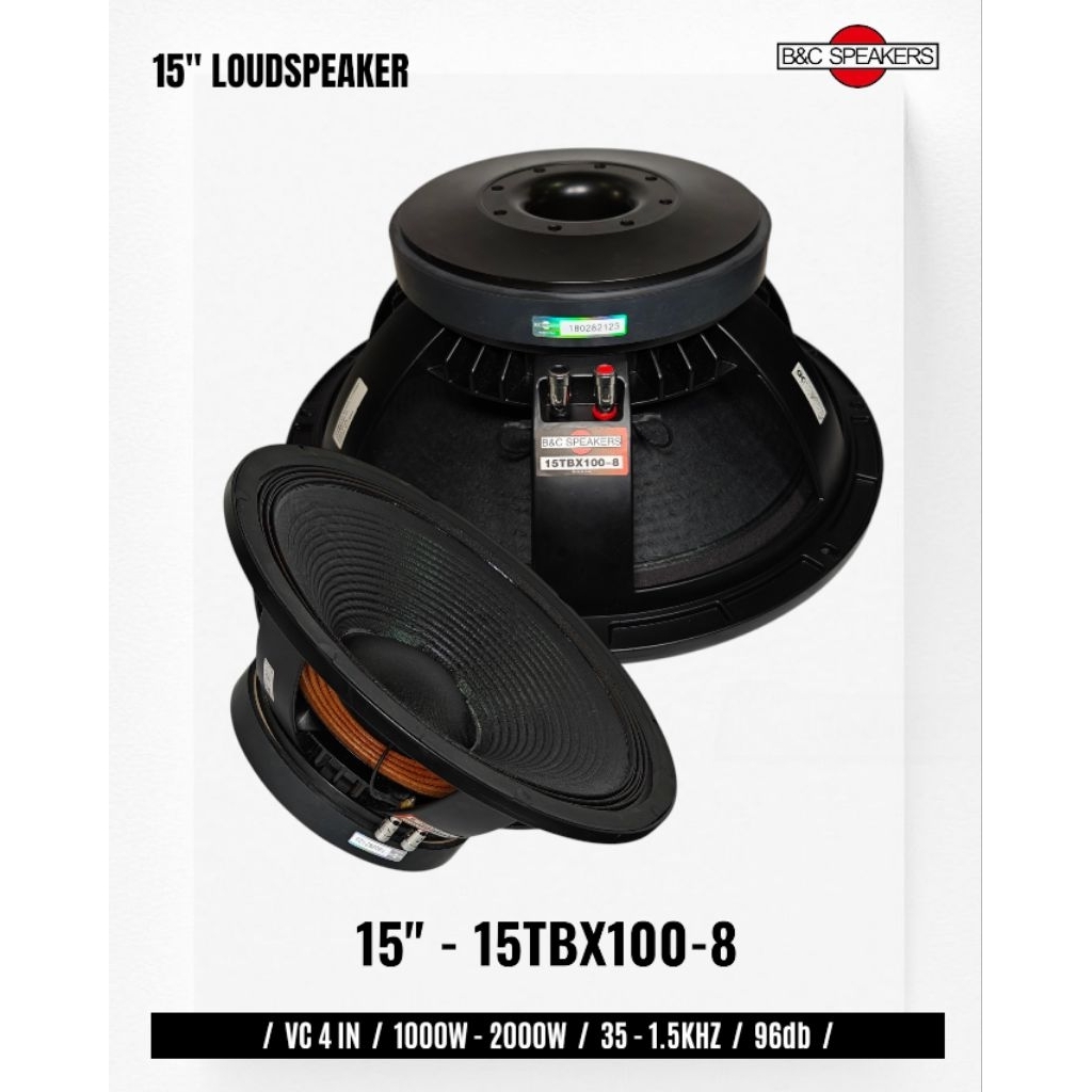 Komponen Speaker / 15 Inch / BNC 15TBX100 Grade A / VC 4 IN / 15 TBX100 TBX 100 / 96 dB - RMS 1000 W