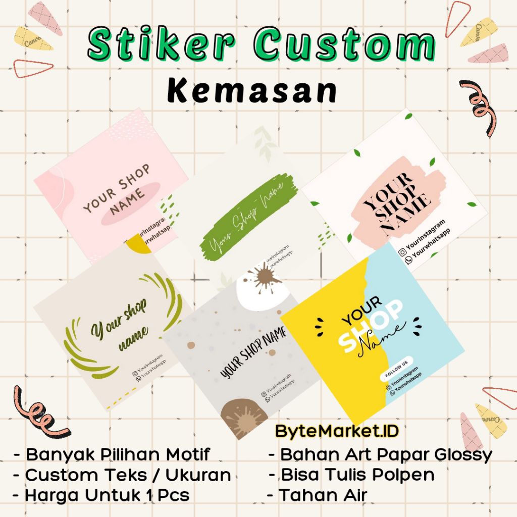 Cetak Stiker Label Kemasan Makanan Minuman Hampers, Custom Desain