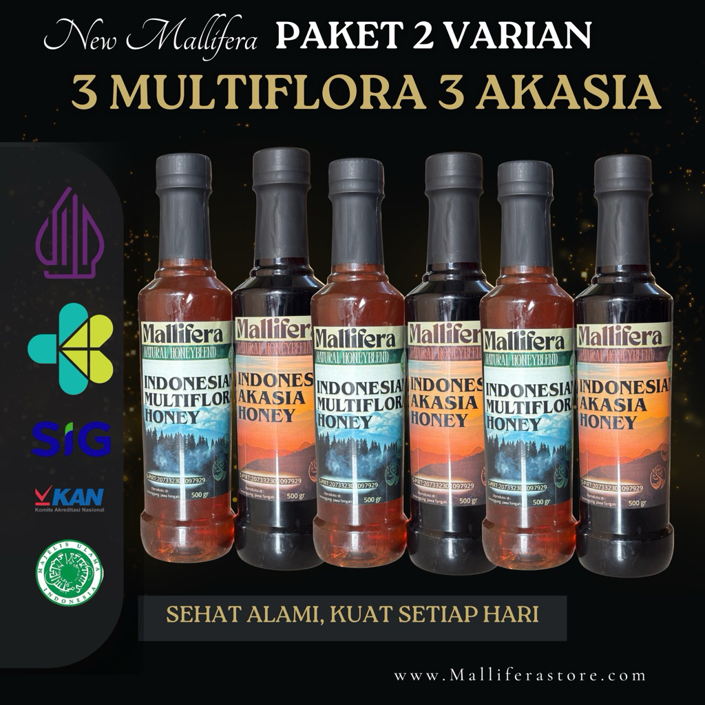 

PAKET 6 ( 6 BOTOL 2 VARIAN 3 BOTOL MULTIFLORA & 3 BOTOL AKASIA ) 3.000 GRAM