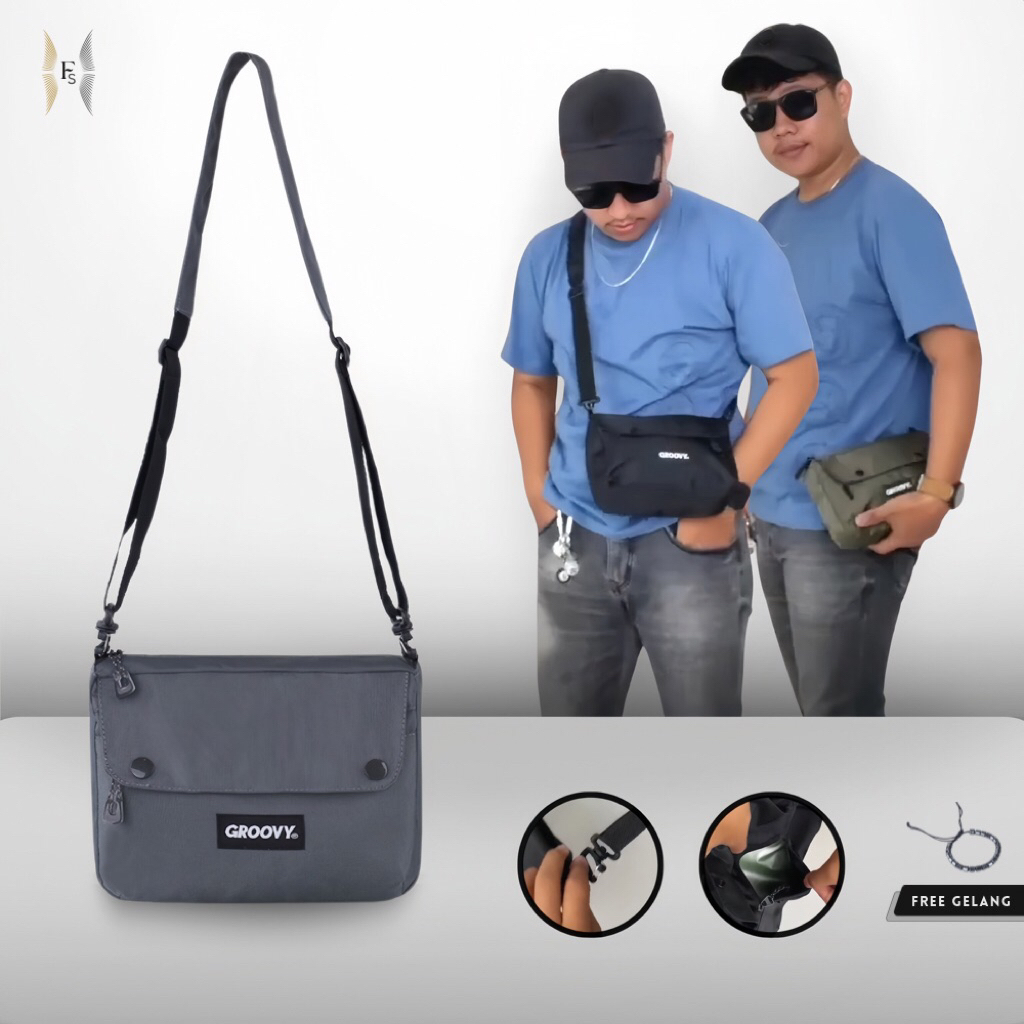 Tas Selempang Pria Multifungsi Slingbag Keren Slempang Bahu 2in1 Handbag Cowok Clutch Pouch Sandang