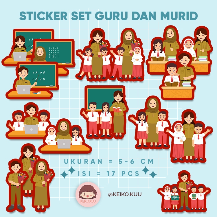 

STIKER SET MURID SEKOLAH ANAK SD DAN GURU WATERPROOF