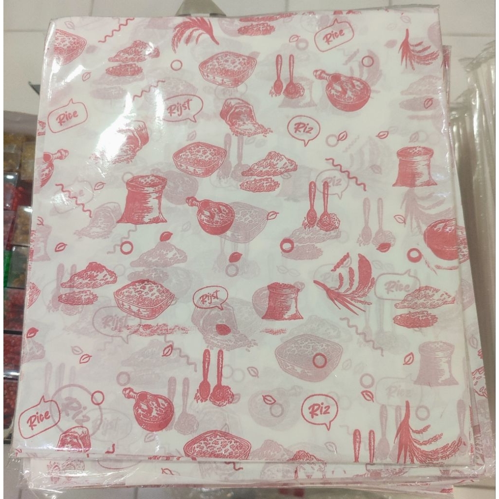 (Motif) KERTAS NASI MOTIF/KERTAS PEMBUNGKUS NASI 100PCS