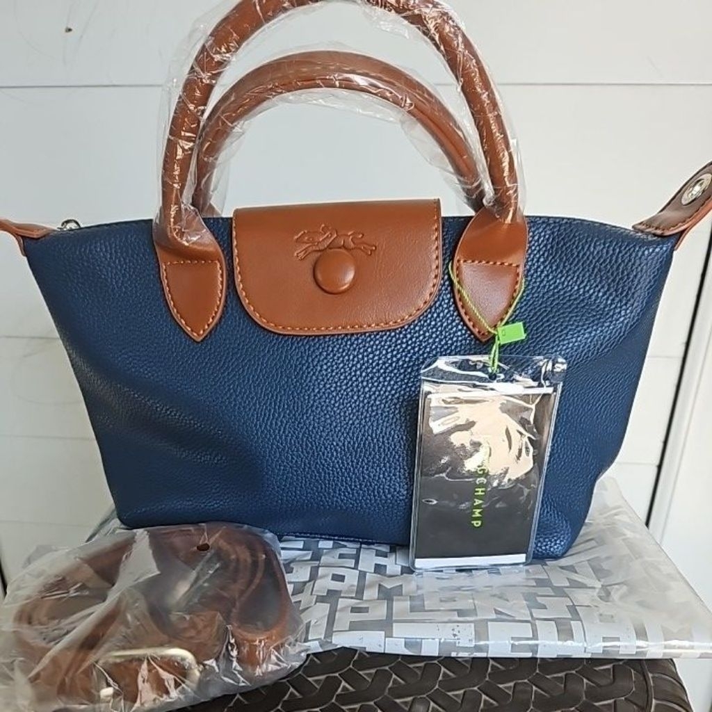 Long Long Champ Cuir Navy