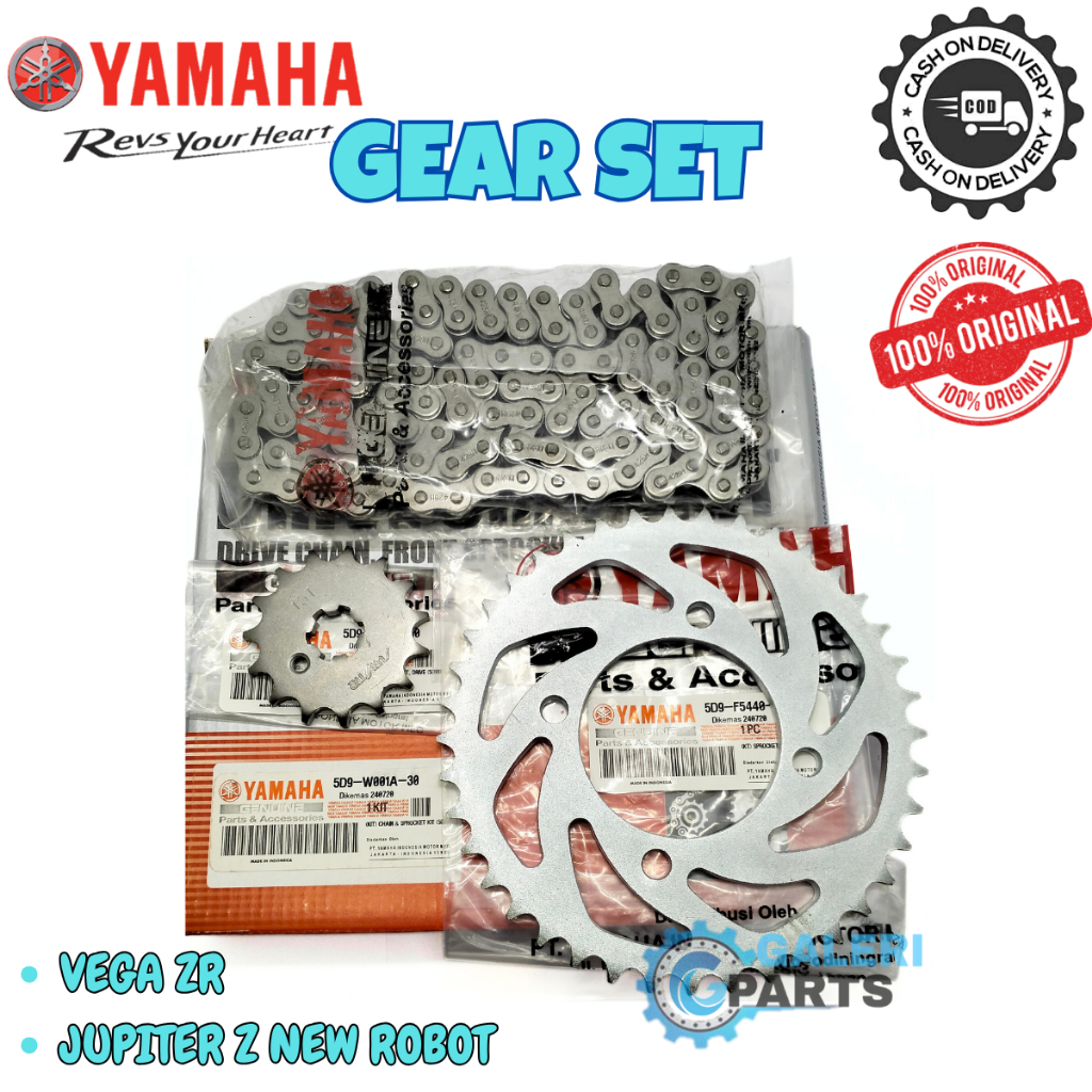 ORIGINAL GEAR SET PLUS RANTAI YAMAHA 5D9 VEGA ZR JUPITER Z ROBOT GIR CHAIN SPROCKET KIT KUALITAS ASL