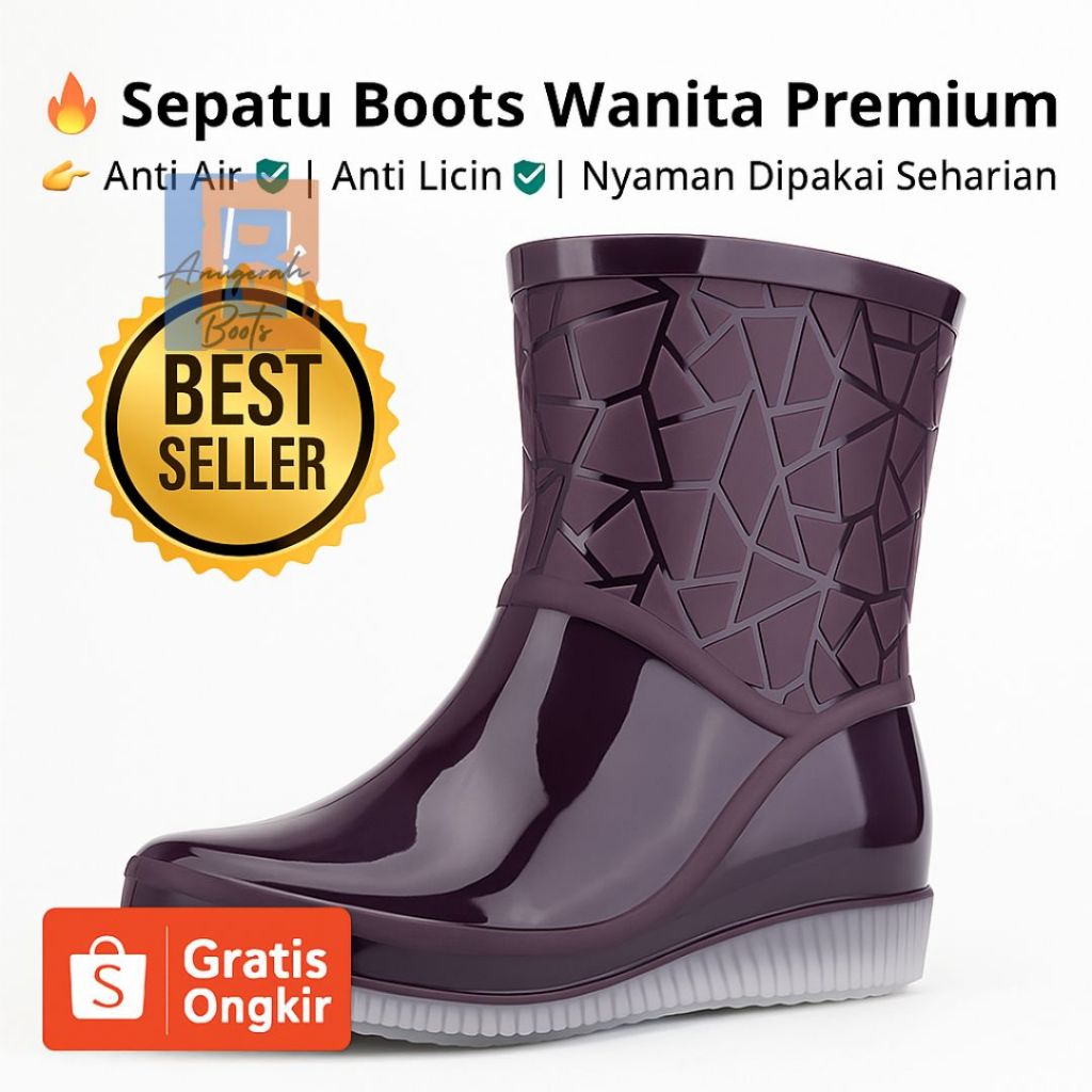 Sepatu Boots Wanita – Sepatu Boots Wanita Anti Air – Anti Selip – Sepatu Boots Murah