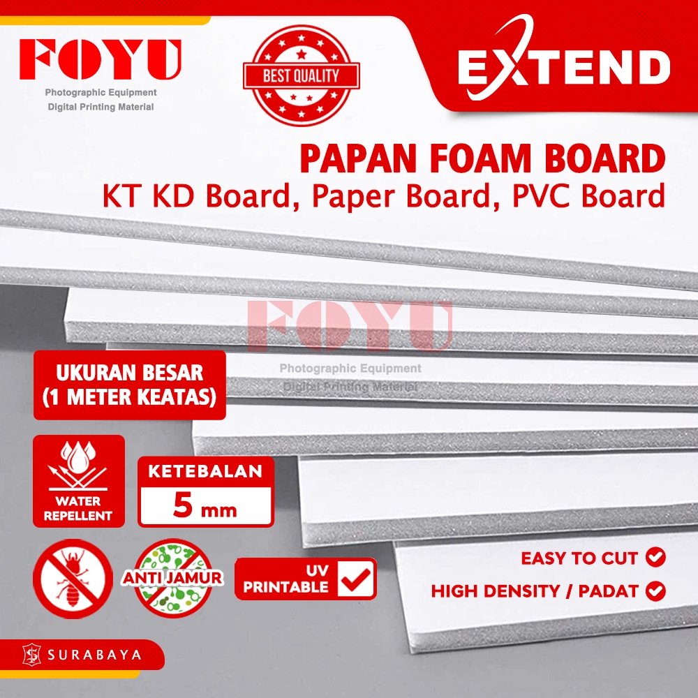 

PVC Poly KT KD Paper Foam Board 5mm 60x160cm 60x200cm 60x180cm 122x244cm Standart Warna Putih Ukuran Besar Banner Poster Iklan