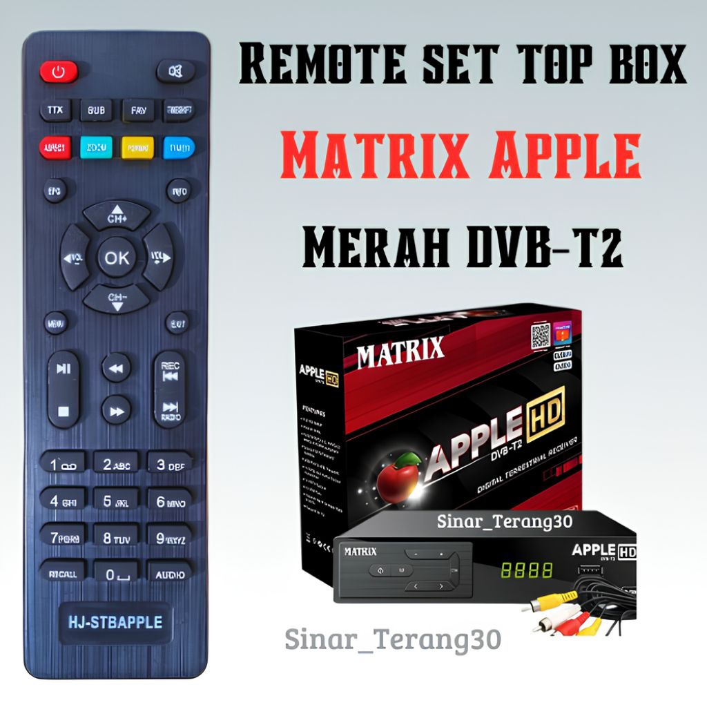 REMOT STB MATRIX APPLE MERAH HD RECEIVER DVBT2