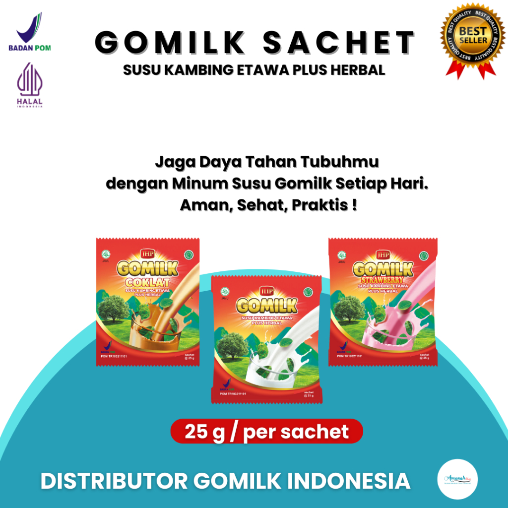 

GOMILK SACHET - Susu kambing etawa plus Herbal - Kaya akan manfaat - (1 Sachet)