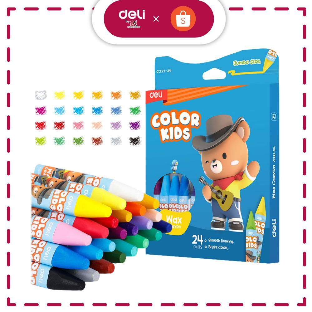 

Deli Wax Crayon / Krayon Lilin EC221-24