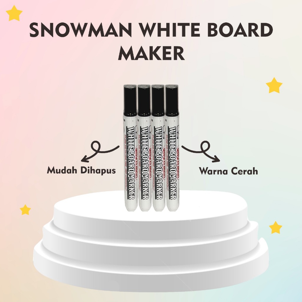 

SNOWMAN SPIDOL WHITE BOARD HITAM ABG-12/MERAH ABG-12/Snowman White Board Maker Pita Mudah Dihapus dan Warna CerahSnowman White Board Maker