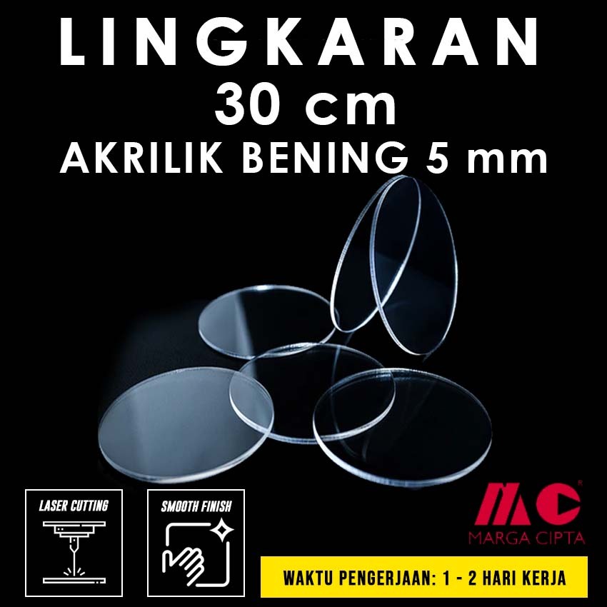 [Tebal 5 mm] Lingkaran Akrilik  30 cm - Akrilik Bening 5 mm - Marga Cipta